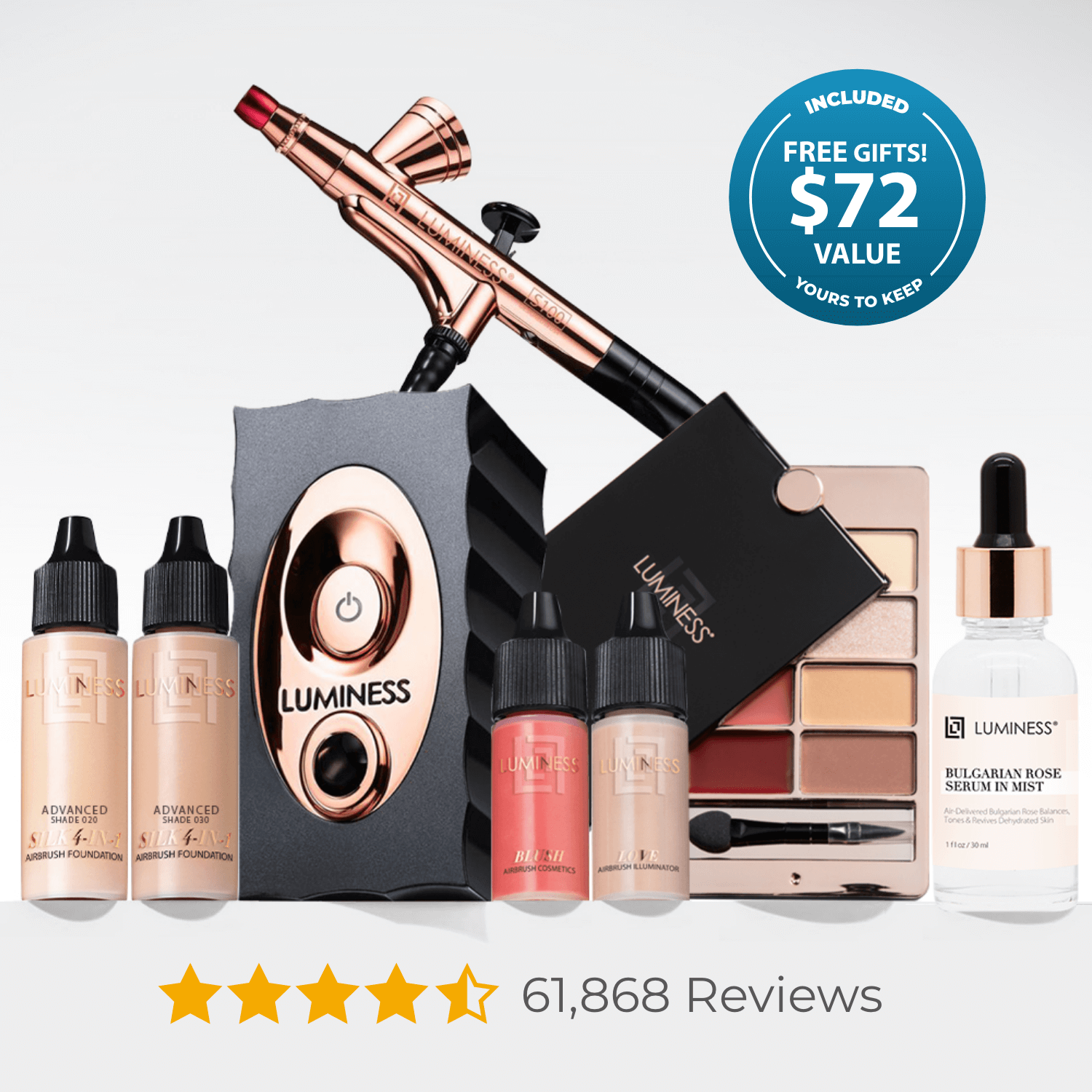 LUMINESS Icon Pro Airbrush System with Starter Kit: Includes Silk 4-In-1  Foundation, Highlighter and Blush 